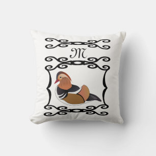 Coussin Monogramme illustrant le canard mandarin
