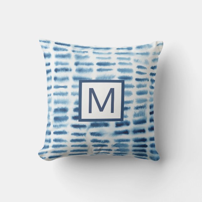 Coussin Monogramme | Impression de l'aquarelle Indigio (Recto)