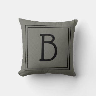 Coussin Monogramme Initial Cadre Chic Vert Mousse & Noir