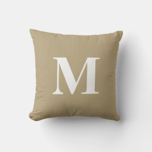 Coussin Monogramme Initial Couleur Marron Or Blanc Modifia