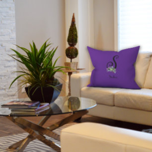 Coussin monogramme initial des fleurs sauvages d'aquarelle