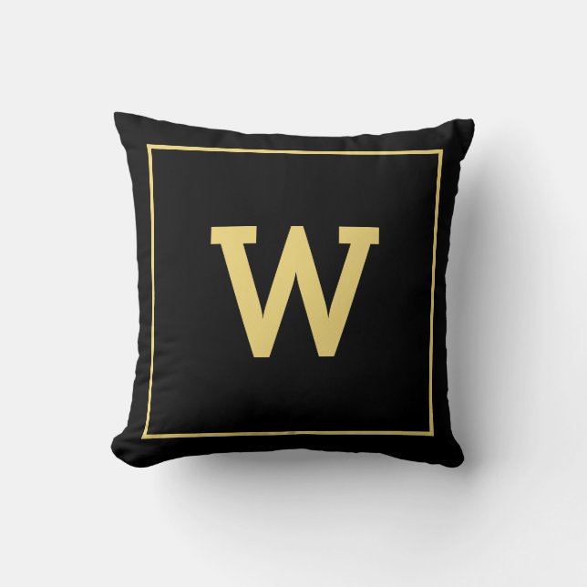 Coussin Monogramme initial d'or noir simple (Recto)