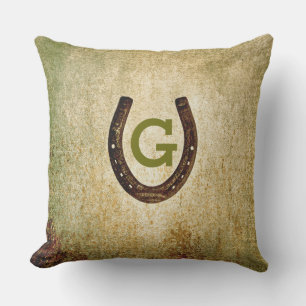 Coussin Monogramme initial du fer à cheval pour personnali