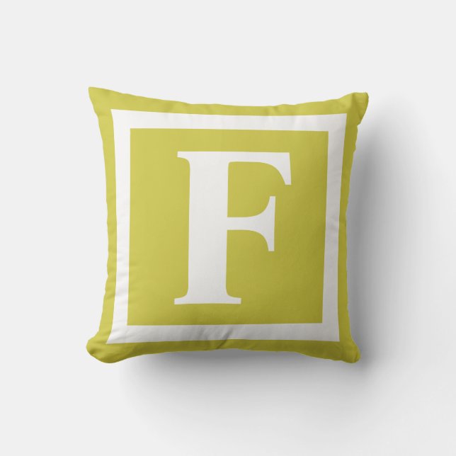 Coussin Monogramme initial jaune or blanc (Recto)