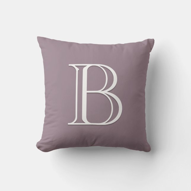 Coussin Monogramme Initial Lettre Personnalisée Violet (Recto)