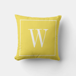 Coussin Monogramme Initial Moderne Tendance Jaune Blanc