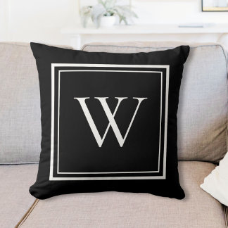 Coussin Monogramme Initial Personnalisé Classique Nom