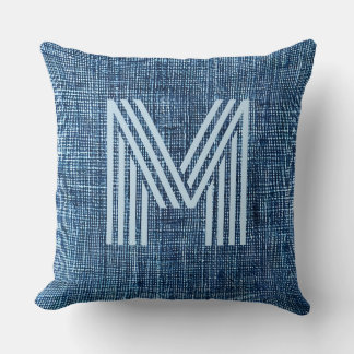 Coussin Monogramme initial Russe Bleu Denim Grand
