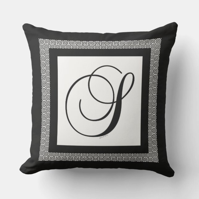 Coussin Monogramme initial S Blanc noir (Recto)