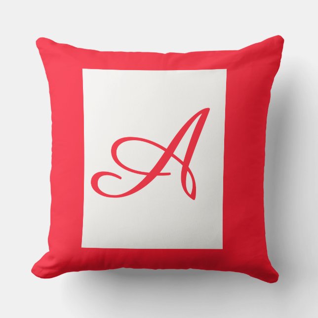 Coussin Monogramme initiale cursive A carré décoration en  (Recto)