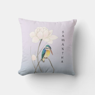 Coussin Monogramme Japonais Vintage Kingfisher
