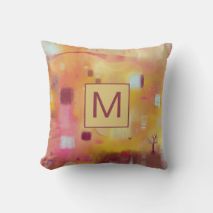 Coussin Monogramme jaune Abstrait moderne