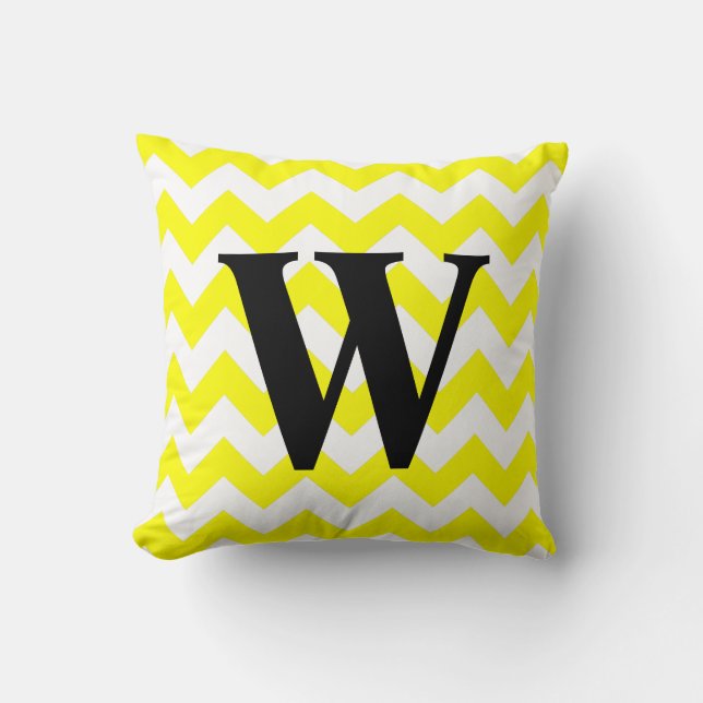 Coussin Monogramme jaune Zigzag (Recto)