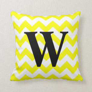 Coussin Monogramme jaune Zigzag