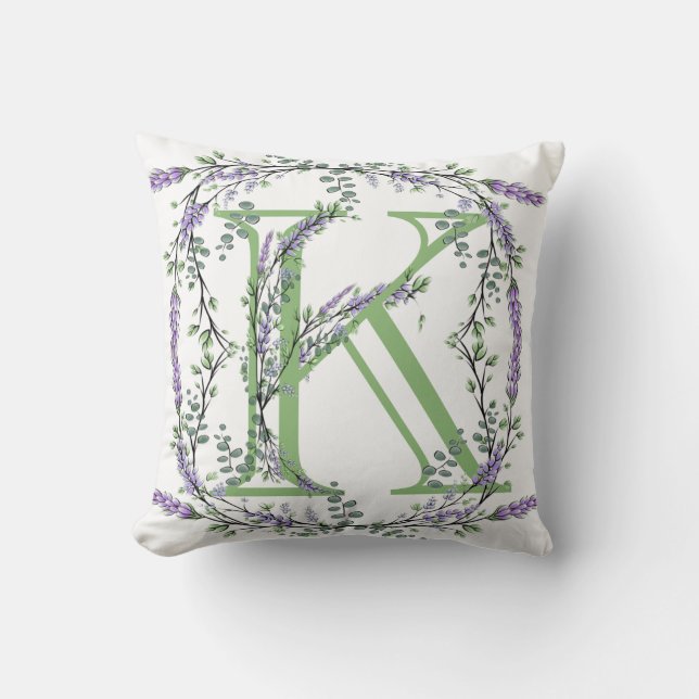 Coussin Monogramme K Lavande Eucalyptus (Recto)