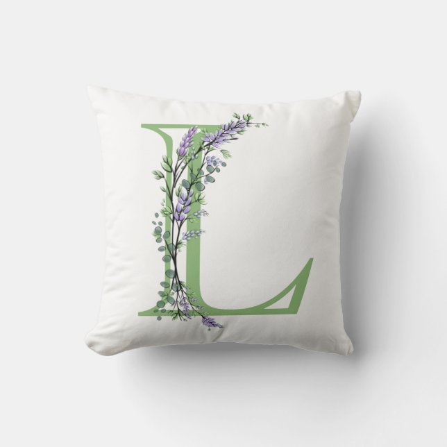 Coussin Monogramme L Lavande Eucalyptus (Recto)