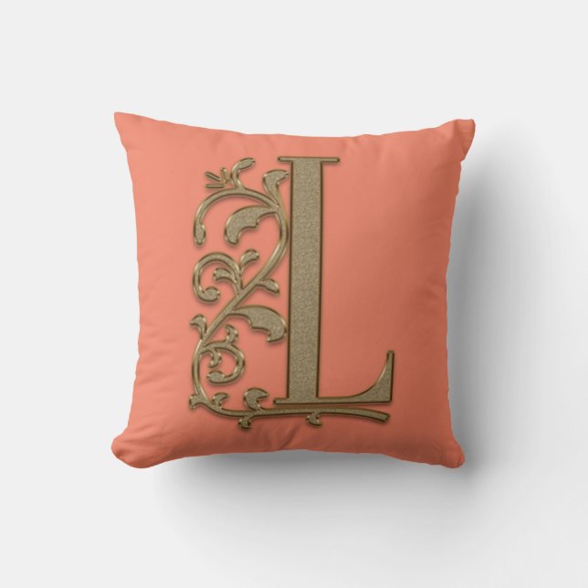 Coussin Monogramme L Seaside Saumon Mariage Familial, Anni (Recto)