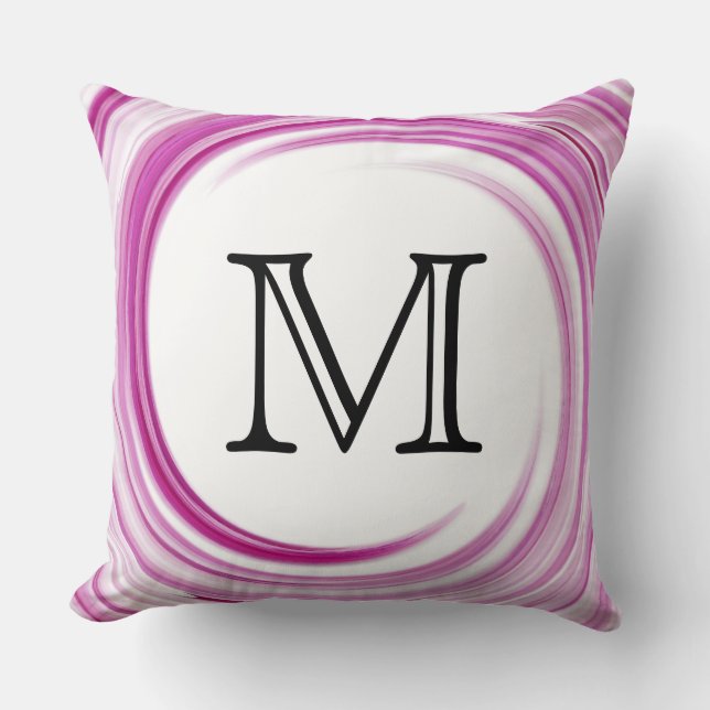 Coussin Monogramme Lavender Swirl Abstrait (Recto)