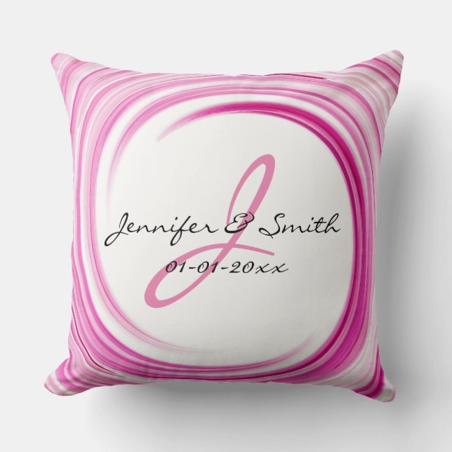 Coussin Monogramme Lavender Swirl Art Abstrait (Recto)