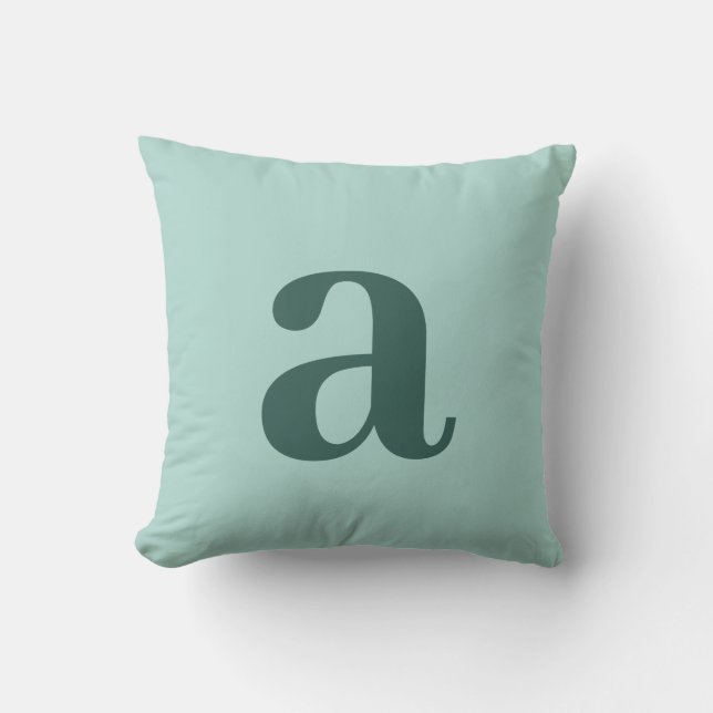 Coussin Monogramme Lettre Bleu Canard Minimaliste (Recto)