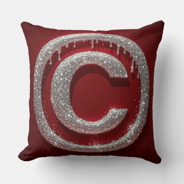 Coussin Monogramme lettre C pailleté Chrome Drip (Recto)