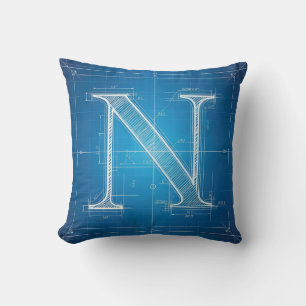 Coussin Monogramme lettre N plan