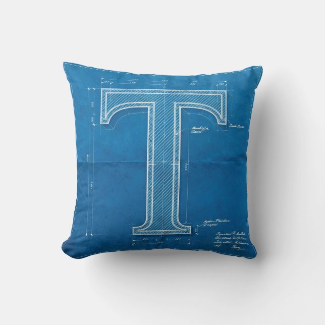 Coussin Monogramme lettre T plan (Recto)
