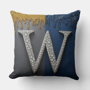 Coussin Monogramme Lettre W Avec Diamants Perles