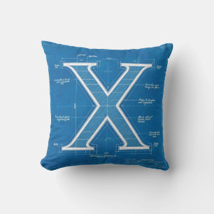 Coussin Monogramme lettre X plan