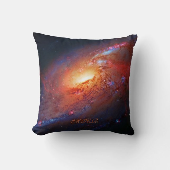 Coussin Monogramme, M106 Galaxie Spirale, Canes Venatici (Recto)