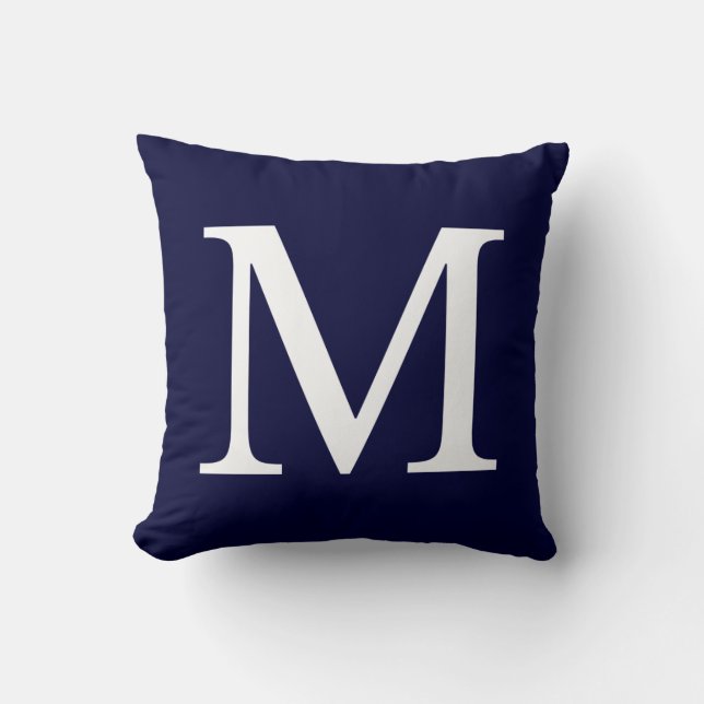 Coussin Monogramme M Sur Le Bleu De La Marine (Recto)