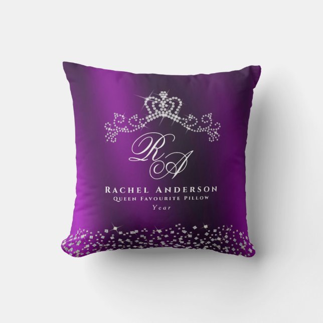 Coussin Monogramme Magenta Couronne Brillante (Recto)