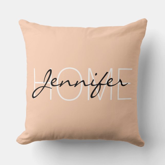 Coussin Monogramme maison couleur abricot (Recto)