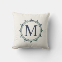 Monogramme Mandala Green Navy Jeu d'oreiller