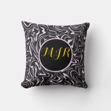 Monogramme Marbre noir et rose Motif Abstrait