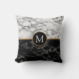Coussin Monogramme Marbre noir - Votre Lettre / Années