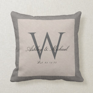 Coussin MONOGRAMME MARIAGE SCRIPT   Gardien de lin classiq