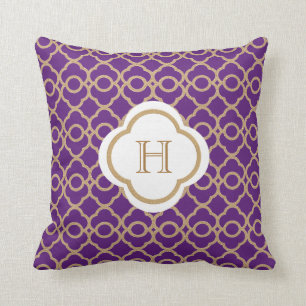 Coussin Monogramme marocain mauve et or