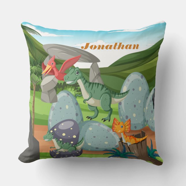 Coussin Monogramme mignon Dinosaures Anniversaire garçon (Recto)