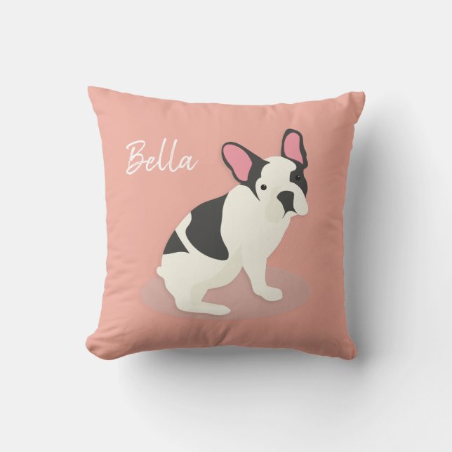Coussin Monogramme.Mignonne Chien-taureau français. (Recto)