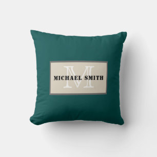 Coussin Monogramme minimaliste Arrière - plan vert Jungle