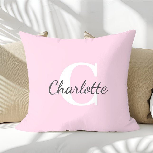 Coussin Monogramme minimaliste personnalisé de nom (Créateur téléchargé)