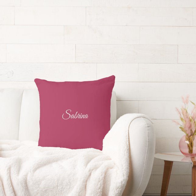 Coussin Monogramme minimaliste rose cerise rose (Canapé)