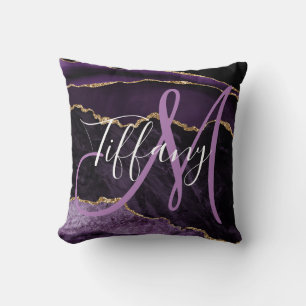 Coussin Monogramme moderne Agitation violette