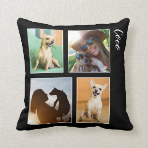 Coussin Monogramme moderne   de collage de photo