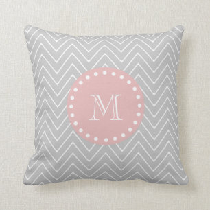 Coussin Monogramme moderne de coutume de Chevron de roses