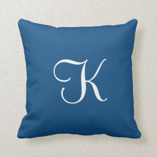 Coussin Monogramme moderne élégant, classique et bleu sur