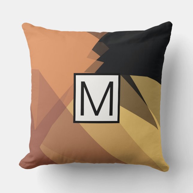 Coussin Monogramme Moderne Élégant Couleurs Rétro Géométri (Recto)