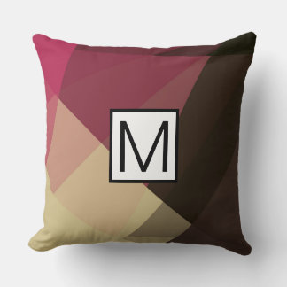 Coussin Monogramme Moderne Élégant Couleurs Rétro Géométri