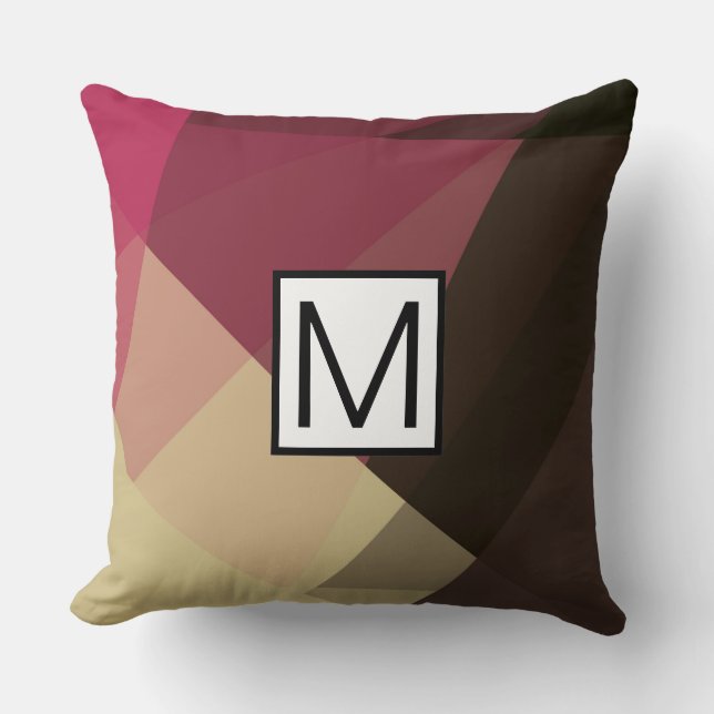 Coussin Monogramme Moderne Élégant Couleurs Rétro Géométri (Recto)